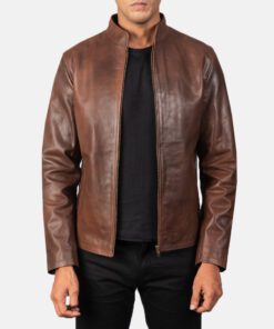 Men's Chester Brown Cowhide Biker Leather Jacket