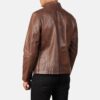 Men's Chester Brown Cowhide Biker Leather Jacket - Image 4