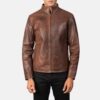 Men's Chester Brown Cowhide Biker Leather Jacket - Image 2