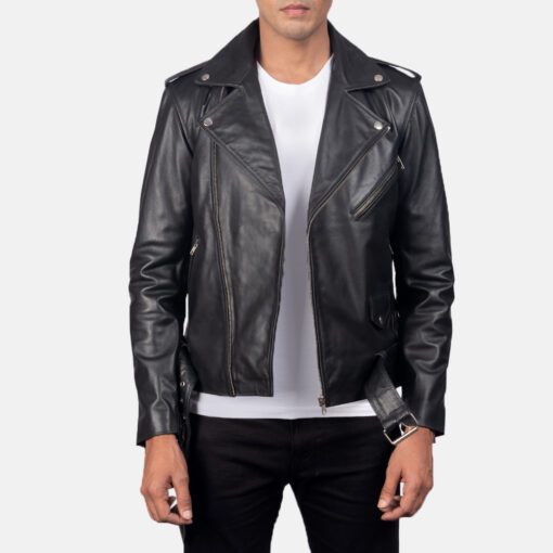 Men' Black Double Rider Leather Jacket