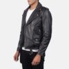 Men's Black Double Rider Leather Jacket - Image 4