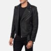 Men's Distressed Black Double Rider Leather Jacket - Image 2