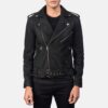 Men's Distressed Black Double Rider Leather Jacket - Image 3