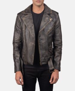 Men' Distressed Brown Double Rider Leather Jacket