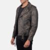 Men's Distressed Brown Double Rider Leather Jacket - Image 3