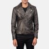 Men's Distressed Brown Double Rider Leather Jacket - Image 2