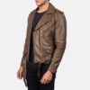 Men's Mocha Double Rider Leather Jacket - Image 2