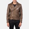 Men's Mocha Double Rider Leather Jacket - Image 3