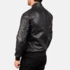 Men's Frank Cowhide Bomber Biker Leather Jacket Black - Image 4
