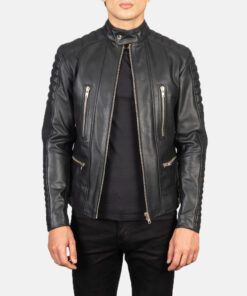 Men's Thomas Cowhide Biker Leather Jacket Black