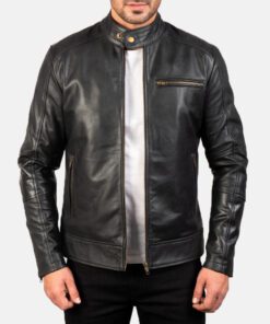Men's James Cowhide Biker Leather Jacket Black