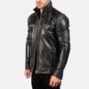 Men's Derek Cowhide Biker Leather Jacket Black - Image 3