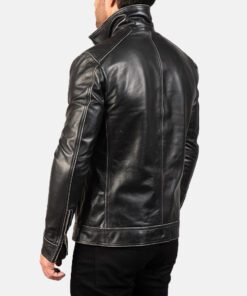Black Cowhide Biker Leather Jacket