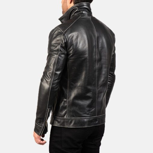 Black Cowhide Biker Leather Jacket
