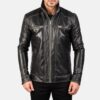 Men's Derek Cowhide Biker Leather Jacket Black - Image 2