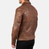 Men's Justin Cowhide Biker Leather Jacket Brown - Image 4