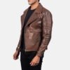 Men's Robert Cowhide Biker Leather Jacket Brown - Image 3