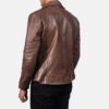 Men's Robert Cowhide Biker Leather Jacket Brown - Image 4