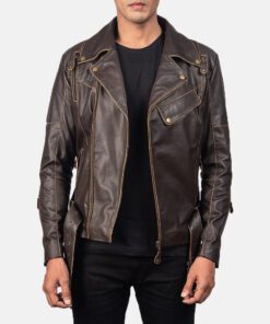 Men's Classy Brown Double Rider Leather Jacket