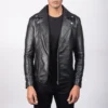 black leather double rider jacket