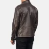 brown double rider jacket back