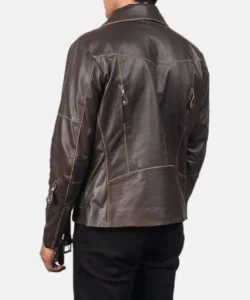 brown double rider jacket back
