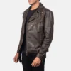 brown double rider jacket side