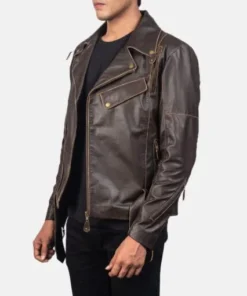 brown double rider jacket side