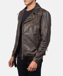 brown double rider jacket side