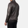 coffee brown leather jacket back