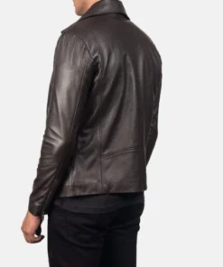 coffee brown leather jacket back