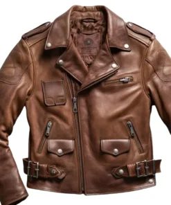 cowhide leather biker jacket