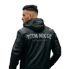 faux leather hooded biker jacket