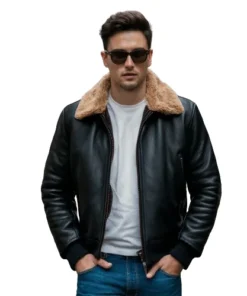 leather biker jacket with fur collar