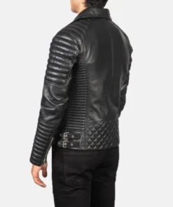 leather double rider jacket back