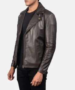 men's coffee brown leather jacket