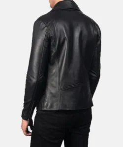 mens jet black leather double rider jacket