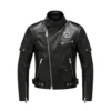 soft black leather biker jacket