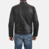 Men's Distressed Black Leather Jacket - Image 2