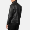 Frank's Cowhide Black Leather Biker Jacket - Image 4