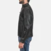 Men's Distressed Black Leather Jacket - Image 4