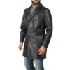 Cowhide Men's Black Leather Coat - Image 2
