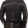 Mens Bomber Black Leather Shearling Coat - Image 2