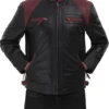 John Men's Black and Maroon Quilted Cafe Racer Leather Jacket - Image 3