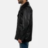 Black Leather Men's Coat - Image 3
