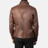 Men's Distress Brown Leather Biker Jacket - Image 3