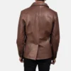 Cowhide Brown Leather Peacoat - Image 2
