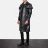 Cowhide Men's Classic Black Leather Duster - Image 4