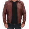 dark brown bomber real lambskin leather jacket