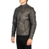 Men's Distressed Brown Leather Biker Jacket - Image 4
